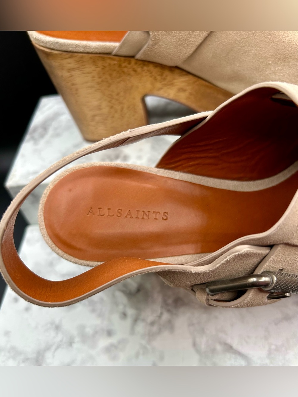 ALL SAINTS Yuki Suede Platform Clog in Brown Suede-Wooden Heel. EU size 39 - Picture 10 of 13